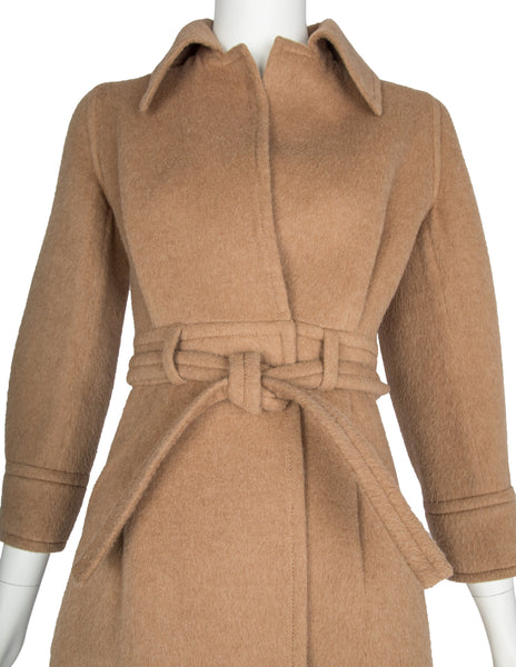 Galanos Vintage Early 1970s Light Brown Camel Wool Coat