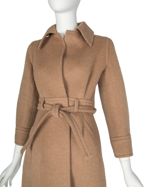 Galanos Vintage Early 1970s Light Brown Camel Wool Coat
