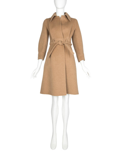 Galanos Vintage Early 1970s Light Brown Camel Wool Coat