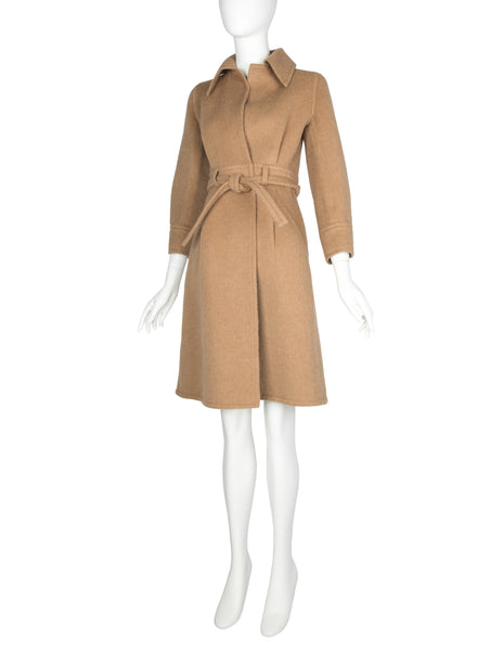 Galanos Vintage Early 1970s Light Brown Camel Wool Coat
