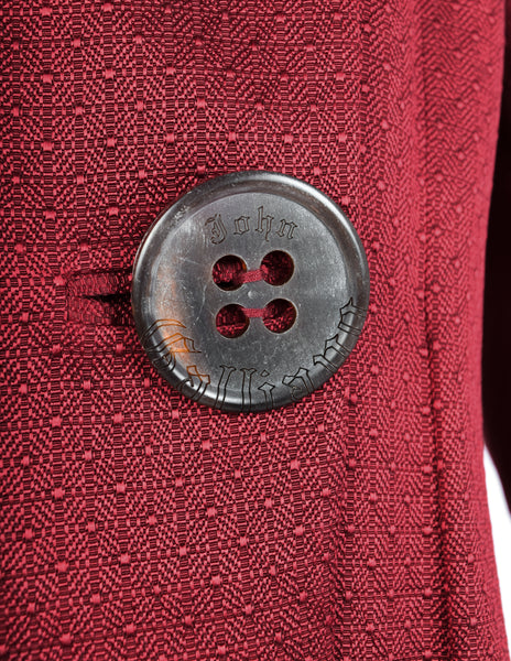 John Galliano Vintage AW 2007 Burgundy Jacquard Persian Lamb Collar Coat