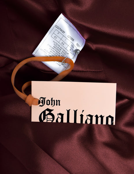 John Galliano Vintage AW 2007 Burgundy Jacquard Persian Lamb Collar Coat
