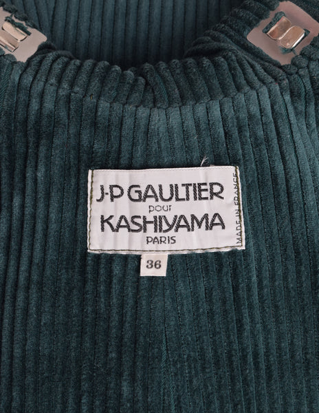 Jean Paul Gaultier pour Kashiyama Vintage Early 1980s Green Corduroy Romper