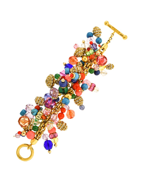 Gianfranco Ferre Vintage Massive Multicolor Bead and Crystal Bracelet