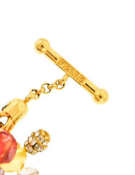 Gianfranco Ferre Vintage Massive Multicolor Bead and Crystal Bracelet