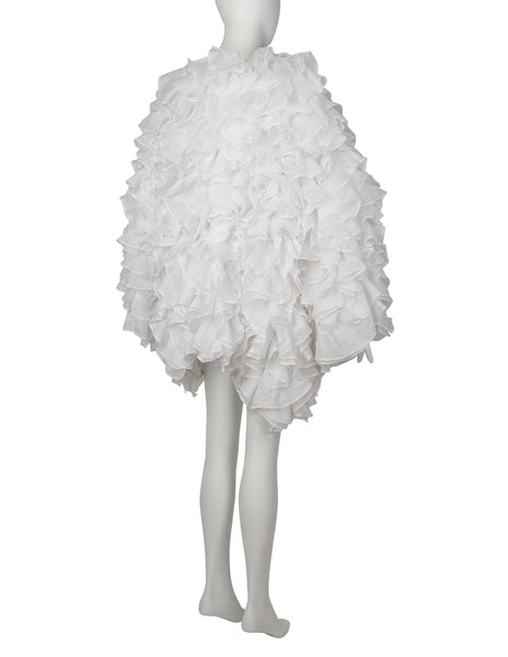 Gianfranco Ferre Vintage SS 1986 Couture White Silk and Cotton Organza Ruffle Statement Coat