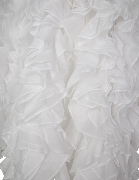 Gianfranco Ferre Vintage SS 1986 Couture White Silk and Cotton Organza Ruffle Statement Coat