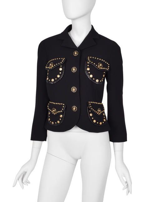 Gianni Versace Vintage AW 1992 Black Wool Western-Inspired