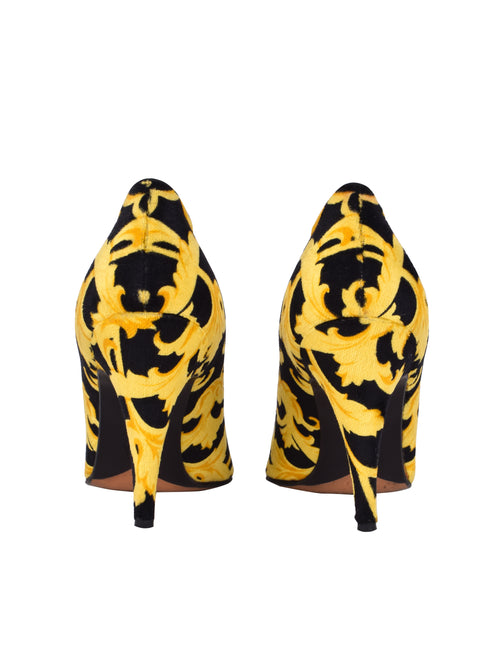 Gianni Versace Vintage Early 1990s Black and Yellow Baroque