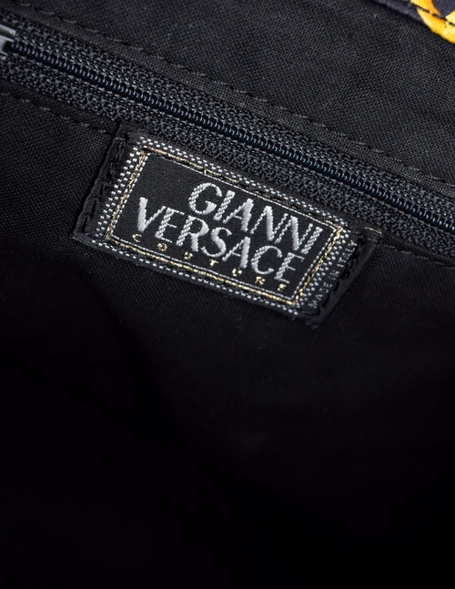Gianni Versace Vintage Early 1990s Black and Yellow Baroque Floral
