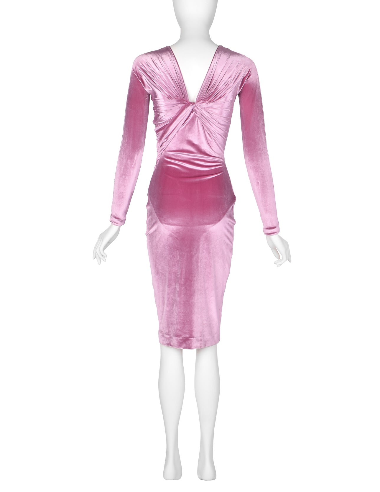 Gianni Versace Vintage AW 1995 ICONIC Pink Velvet Ruched Dress