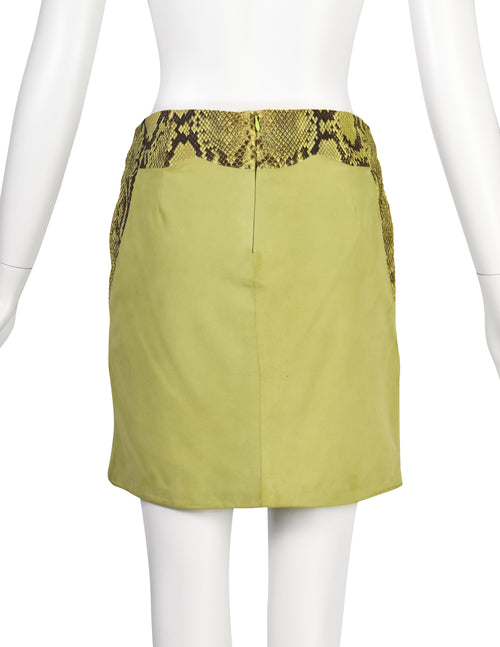 Green snakeskin mini skirt top