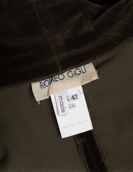 Romeo Gigli Vintage AW 1989 Greenish Brown Velvet Cocoon Shrug Jacket