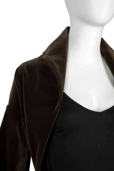 Romeo Gigli Vintage AW 1989 Greenish Brown Velvet Cocoon Shrug Jacket