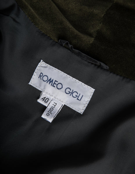 Romeo Gigli Vintage AW 1989 Green Velvet Cocoon Coat