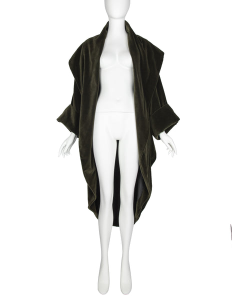 Romeo Gigli Vintage AW 1989 Green Velvet Cocoon Coat