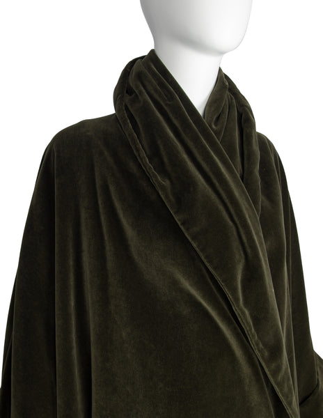 Romeo Gigli Vintage AW 1989 Green Velvet Cocoon Coat