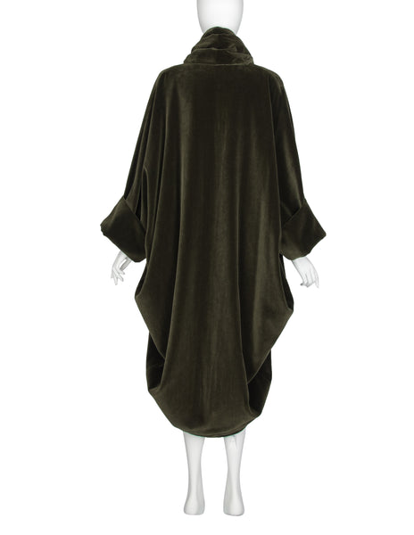 Romeo Gigli Vintage AW 1989 Green Velvet Cocoon Coat
