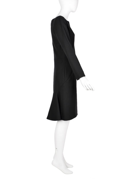 Givenchy by John Galliano Vintage AW 1996 Black Wool Crepe Dress