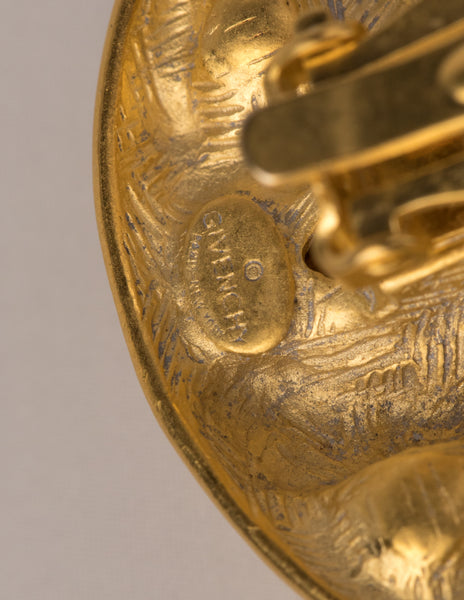 Givenchy Vintage Massive Crystal and Satin Gold Earrings