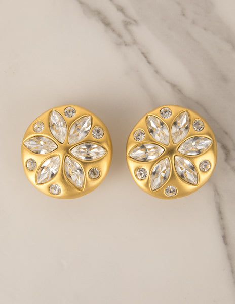 Givenchy Vintage Massive Crystal and Satin Gold Earrings