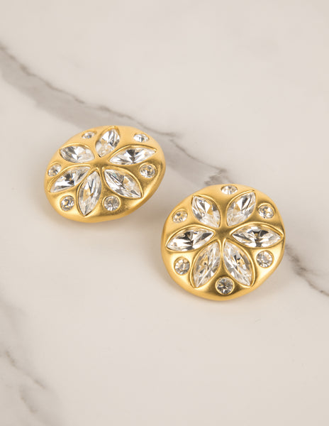 Givenchy Vintage Massive Crystal and Satin Gold Earrings