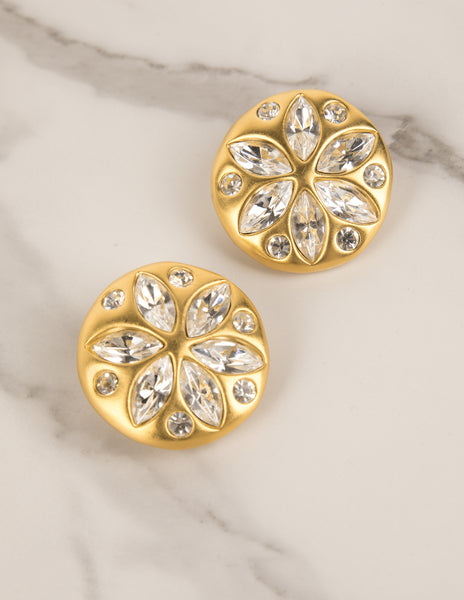 Givenchy Vintage Massive Crystal and Satin Gold Earrings