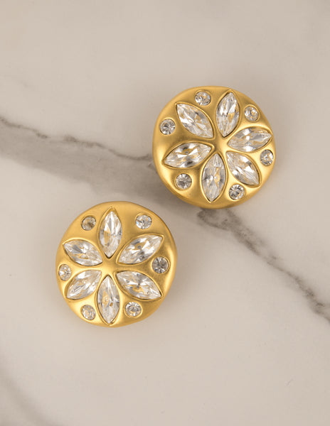 Givenchy Vintage Massive Crystal and Satin Gold Earrings