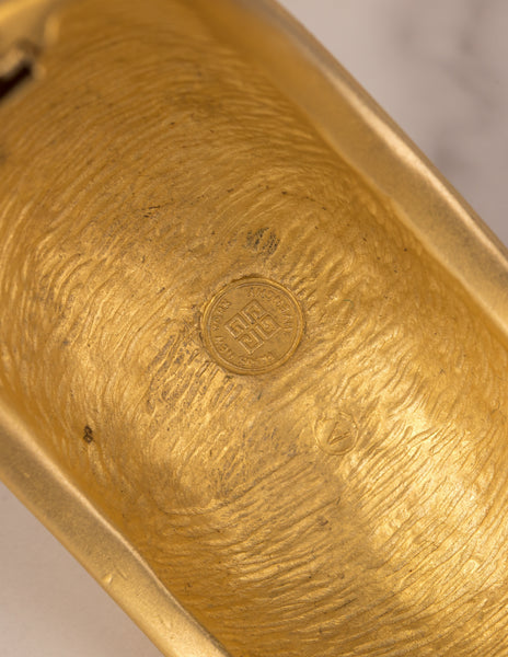 Givenchy Vintage Golden Satin Hammered G Logo Bracelet