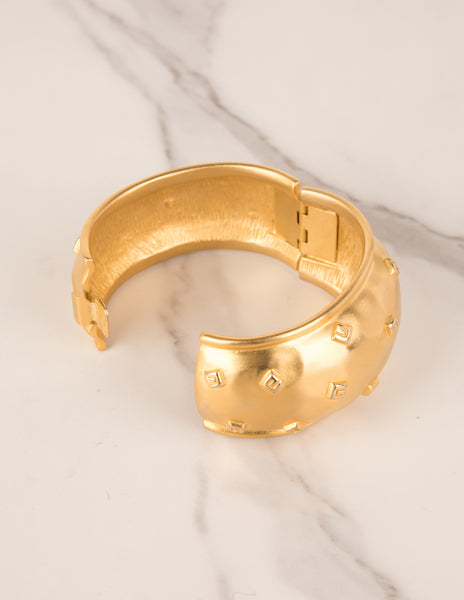Givenchy Vintage Golden Satin Hammered G Logo Bracelet
