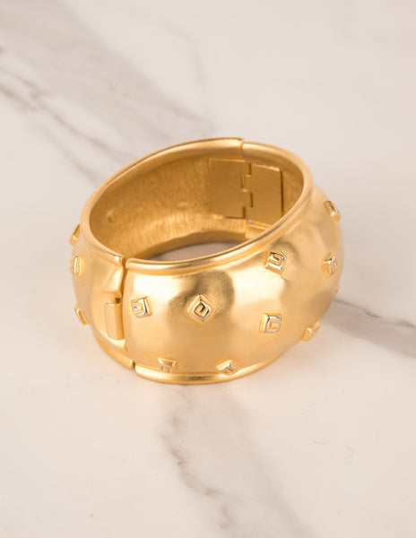 Givenchy Vintage Golden Satin Hammered G Logo Bracelet