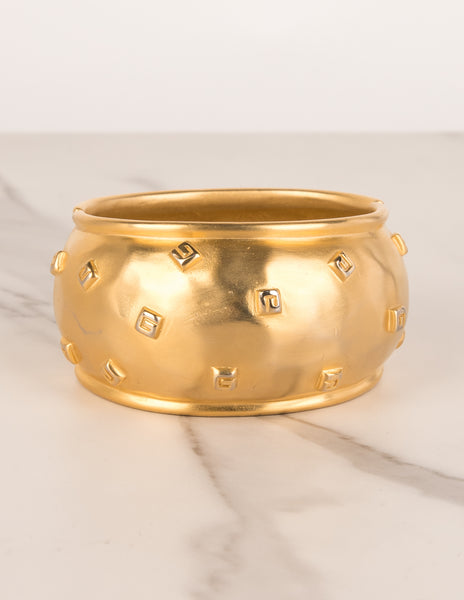Givenchy Vintage Golden Satin Hammered G Logo Bracelet