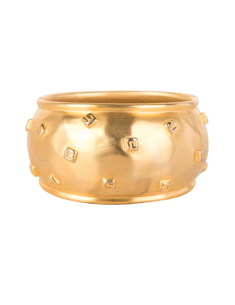 Givenchy Vintage Golden Satin Hammered G Logo Bracelet