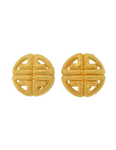 Givenchy Vintage 1980s Large Golden Textured Logo Earrings