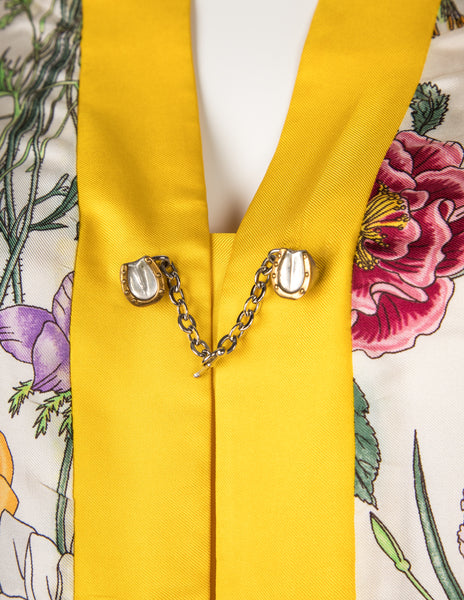 Gucci Vintage 1960s Iconic Flora Silk Tunic Mini Dress
