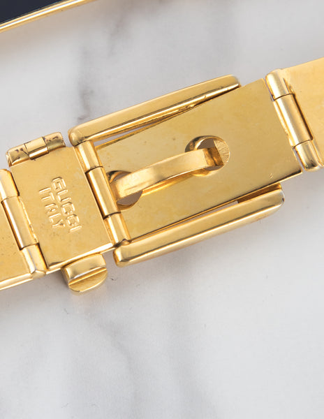 Gucci Vintage Golden Red Black Enamel Striped Belt