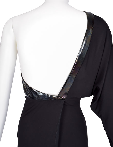 Gucci Vintage AW 2009 by Frida Giannini Black Draping Jersey Asymmetrical One Shoulder Gown