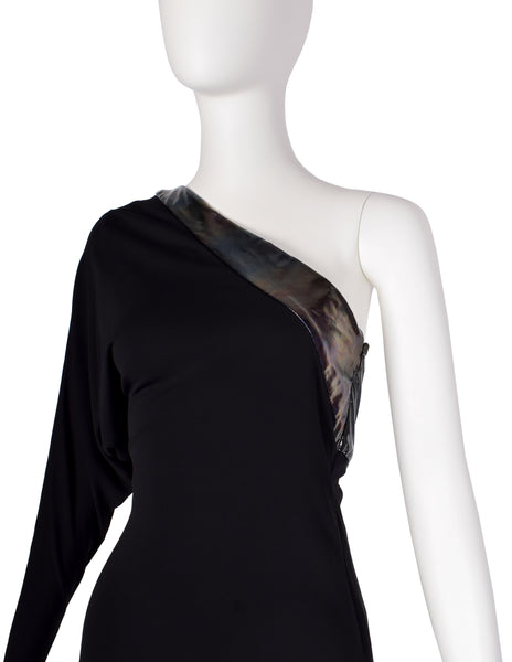 Gucci Vintage AW 2009 by Frida Giannini Black Draping Jersey Asymmetrical One Shoulder Gown