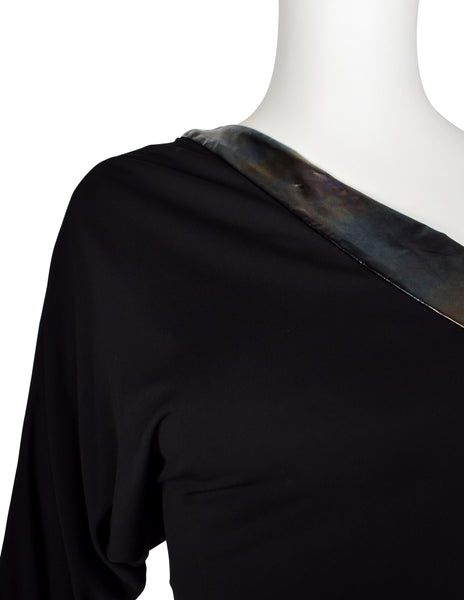 Gucci Vintage AW 2009 by Frida Giannini Black Draping Jersey Asymmetrical One Shoulder Gown