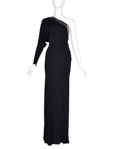 Gucci Vintage AW 2009 by Frida Giannini Black Draping Jersey Asymmetrical One Shoulder Gown