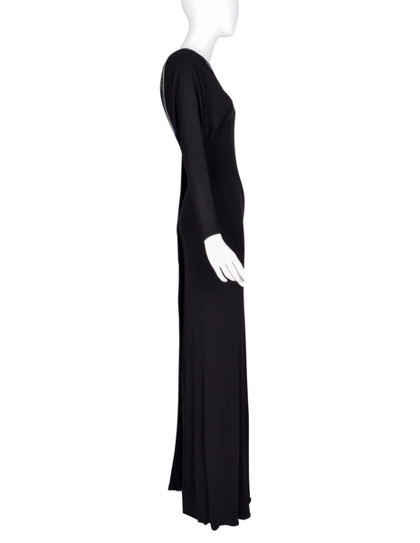 Gucci Vintage AW 2009 by Frida Giannini Black Draping Jersey Asymmetrical One Shoulder Gown