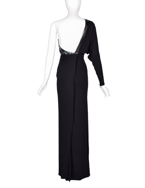 Gucci Vintage AW 2009 by Frida Giannini Black Draping Jersey Asymmetrical One Shoulder Gown