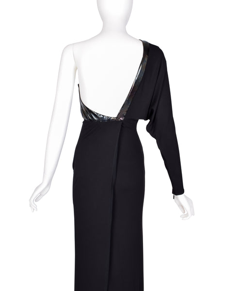 Gucci Vintage AW 2009 by Frida Giannini Black Draping Jersey Asymmetrical One Shoulder Gown