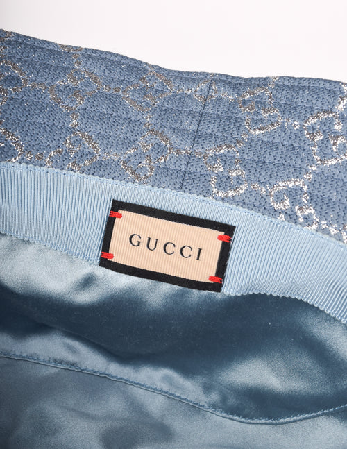Gucci Chambray Blue Canvas Silver Metallic GG Logo Monogram  display picture 3
