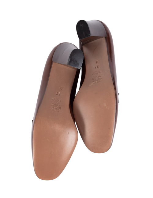 Gucci Vintage AW 1984 Brown Leather Horsebit Loafer Heels