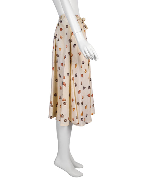 Gucci Vintage Gorgeous Artsy Fruit Print Cream Linen Skirt