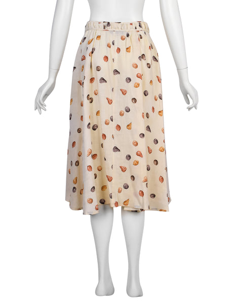 Gucci Vintage Gorgeous Artsy Fruit Print Cream Linen Skirt