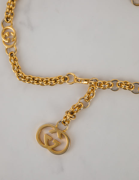 Gucci Vintage Golden GG Logo Chain Belt