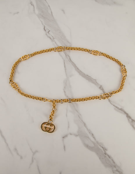 Gucci Vintage Golden GG Logo Chain Belt