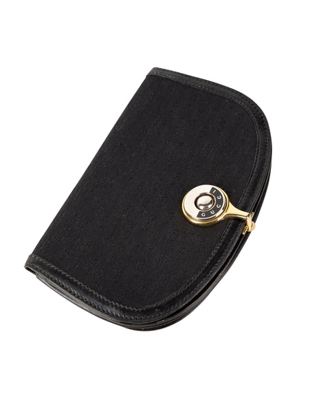 Gucci Vintage Black Tonal Monogram Mini Wallet Clutch